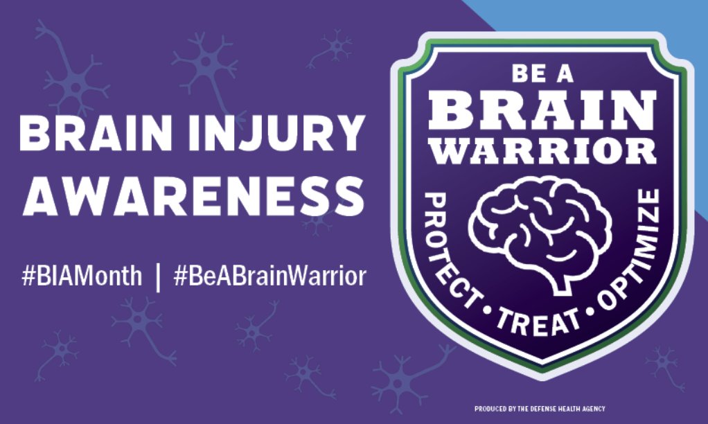 UMichConcussion's tweet photo. The U.S. @DeptofDefense offers many educational resources in recognition of Brain Injury Awareness Month. Check out their offerings and “be a brain warrior”! https://t.co/UAPycmF7YS 

#BrainInjuryAwarenessMonth #BeABrainWarrior https://t.co/MP7pnWEOST