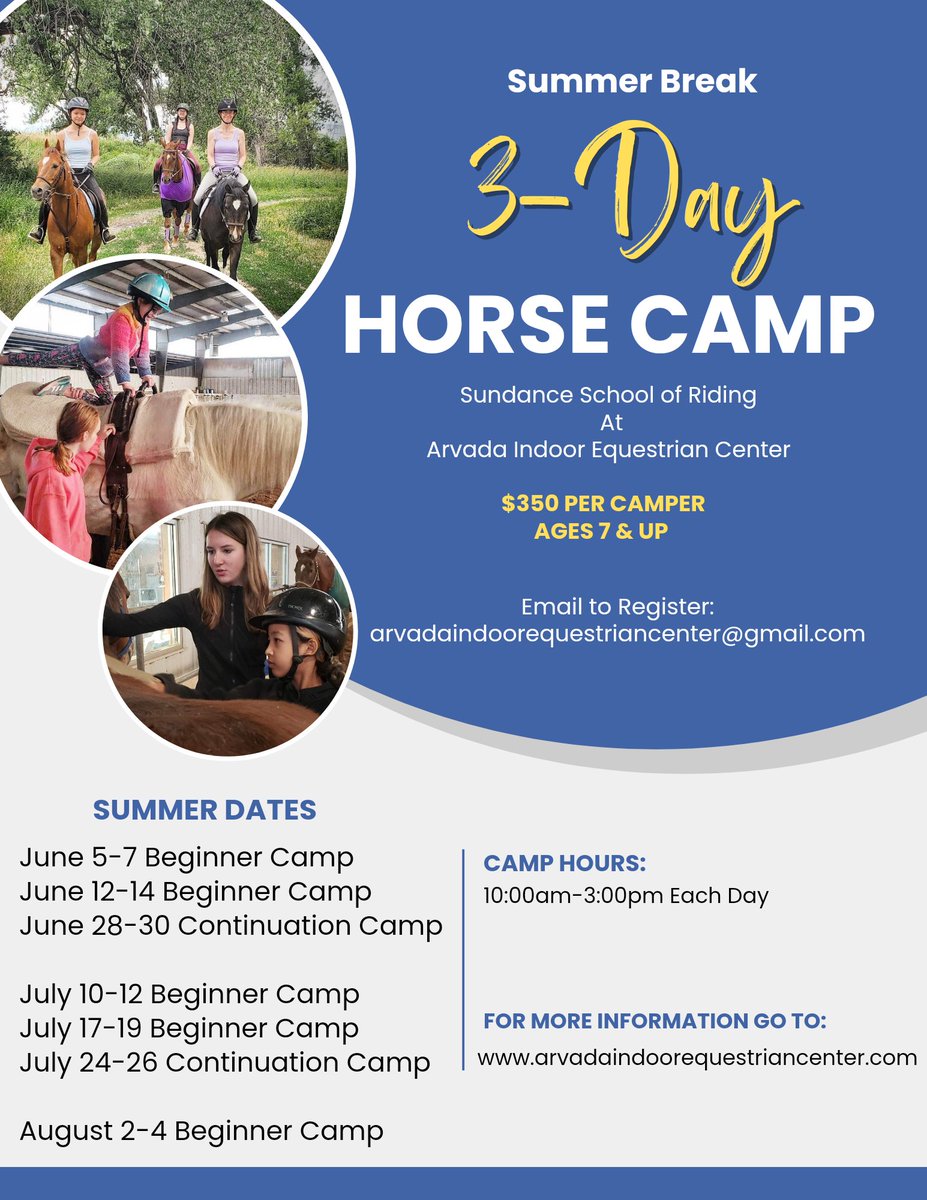 ArvadaEques's tweet photo. Check out our Summer Horse Camps! #arvada #arvadaparks #horse #summercamp https://t.co/cCtCpITAgP