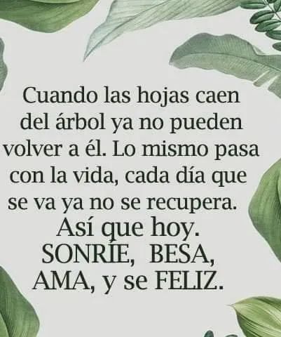 Sonríe , besa, ama y se feliz.