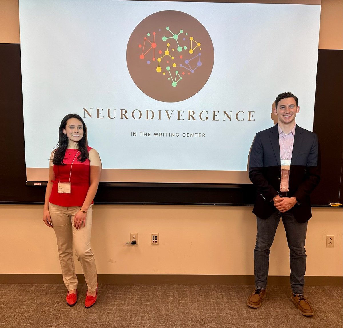 Catholic U. Writing Center tutors, Delia Murphy and Caden O'Neal, presented today at the Mid-Atlantic Writing Centers Association Conference at Bryn Mawr College!