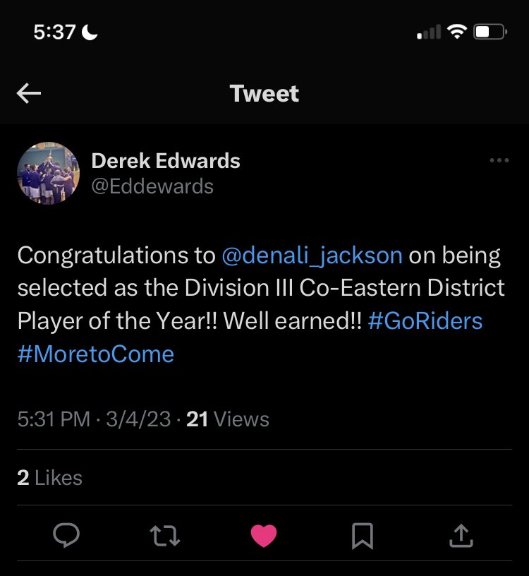 denali_jackson's tweet photo. Blessed!! Second in school history to win the award. https://t.co/KvQxGvqPJX