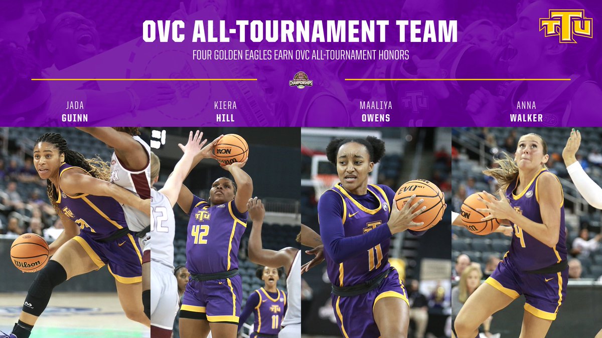 TTUWBB's tweet photo. Congratulations to all 4 of our @OVCSports All-Tournament Honorees!

Jada Guinn
Kiera Hill
Maaliya Owens
Anna Walker

BIG SHOUT OUT TO THE TOURNAMENT MVP!

JADA GUINN!!!

#WingsUp #OVCit https://t.co/aqwMZfeysm