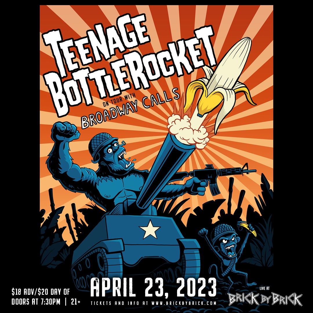 Brick by Brick (@brickbybricksd) on Twitter photo Wyoming pop punkers <a href="/teenbottlerock/">Teenage Bottlerocket</a> are heading our way this spring 🚀 Catch them live at Brick on Apr. 23, 2023 with special guests <a href="/broadwaycalls/">Broadway Calls</a>! bit.ly/TBR-SD #LiveAtBxB #TeenageBottlerocket <a href="/fat_wreck/">Fat Wreck Chords</a> <a href="/AtomicMusGroup/">Atomic Music Group</a> Wyoming pop punkers <a href="/teenbottlerock/">Teenage Bottlerocket</a> are heading our way this spring 🚀 Catch them live at Brick on Apr. 23, 2023 with special guests <a href="/broadwaycalls/">Broadway Calls</a>! bit.ly/TBR-SD #LiveAtBxB #TeenageBottlerocket <a href="/fat_wreck/">Fat Wreck Chords</a> <a href="/AtomicMusGroup/">Atomic Music Group</a>