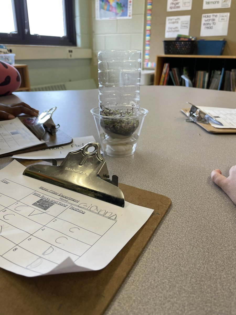 mswalsh18's tweet photo. 🧪 Scientists conducting water filter experiments 🔬💦 what materials can clean dirty water the best. Would you drink any of these? @SomersetPS https://t.co/MJY2n6C2Rq