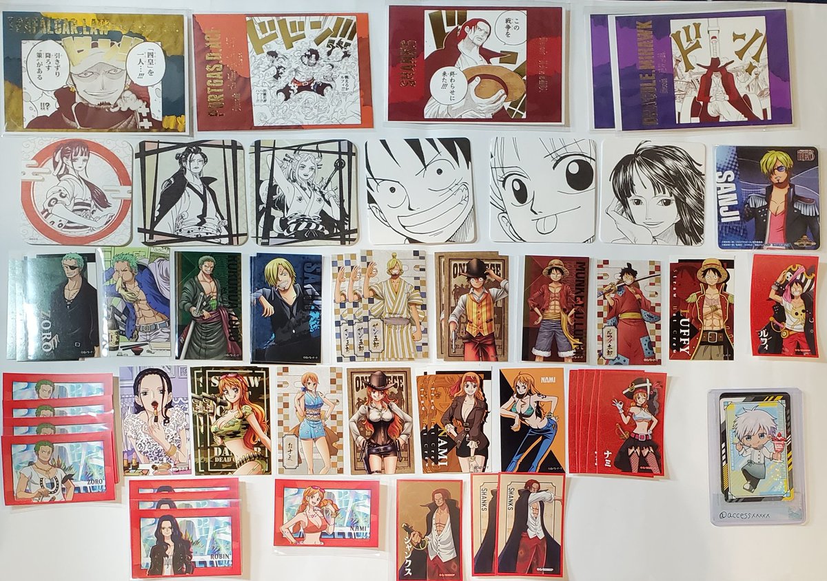 accessxxxxx's tweet photo. 【交換 譲渡】ONE PIECE ワンピース 呪術廻戦 ポストカード クリアカード ヒロアカ

求→同異種サンジ ロー ONE PIECEカード 固定ツイ＞異種ゾロ シャンクス 定価+送料

譲  ロー ゾロ 五条 伏黒 エースなど

池袋手渡し 郵送にて

ONE PIECEカード相場考慮します
不明でしたらご質問下さい

つづく https://t.co/hRTie6neGu