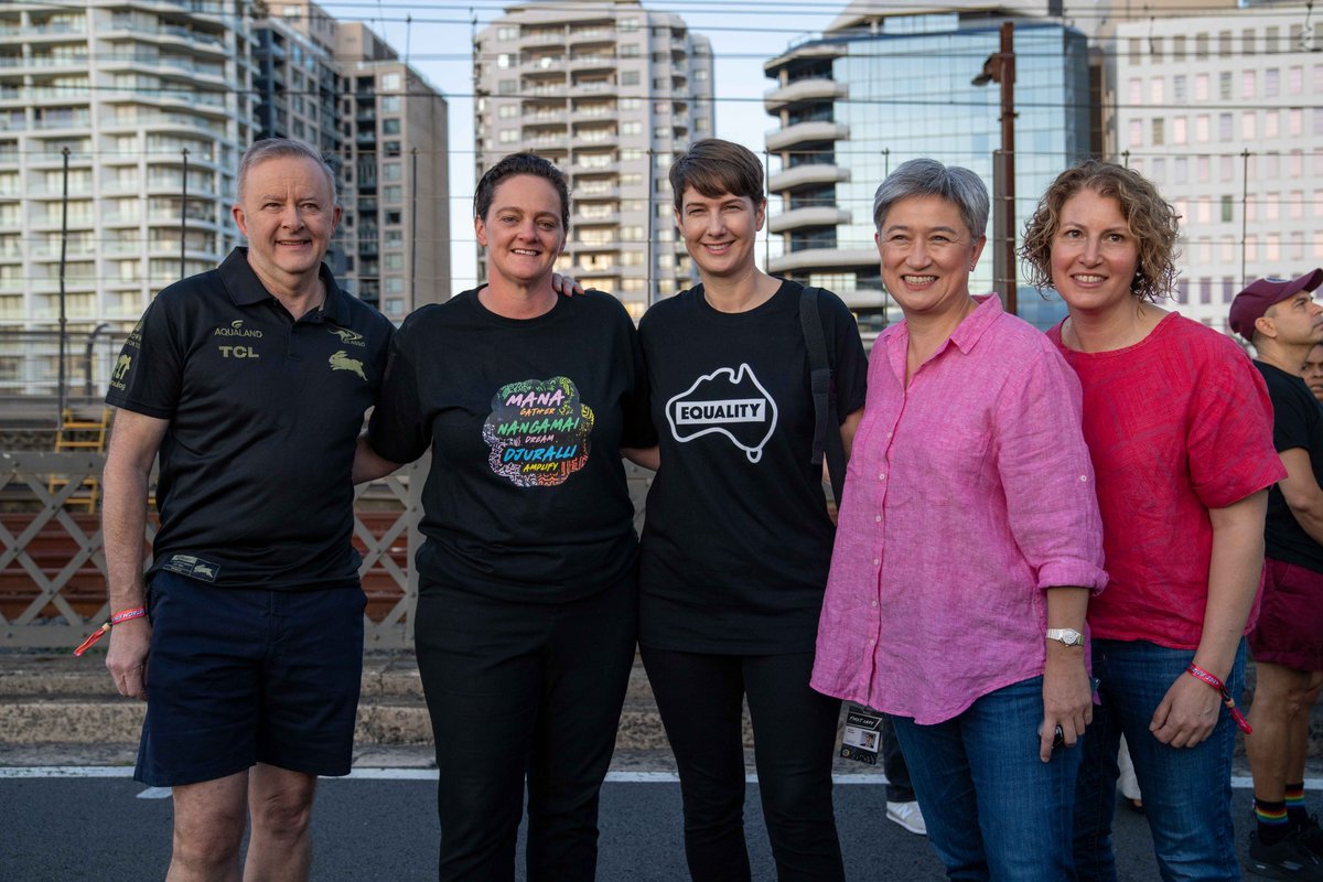 SenatorWong's tweet photo. A special moment walking alongside @AlboMP and Sophie at the @SydWorldPride march this morning.

For those who fought before us and for those who will follow.

Happy World Pride. https://t.co/3WY47s967D
