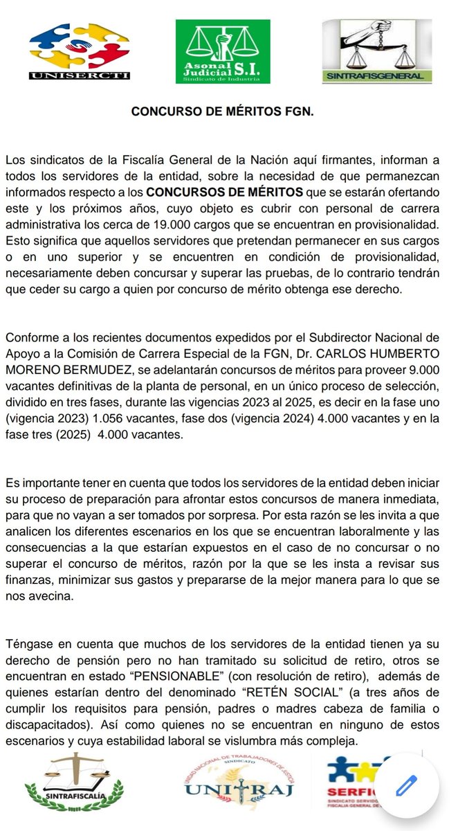 confispcol's tweet photo. #CentenarioCGR2023 corporaciones sindicales @FiscaliaCol no entienden que recursos públicos son de ciudadanía y no pueden dilapidar $460 mil millones @CGR_Colombia en concursos por negarse #UsarListaElegiblesFGN @petrogustavo quiere justicia objetiva? apueste al mérito! @lafm https://t.co/vfUQKiB8F0