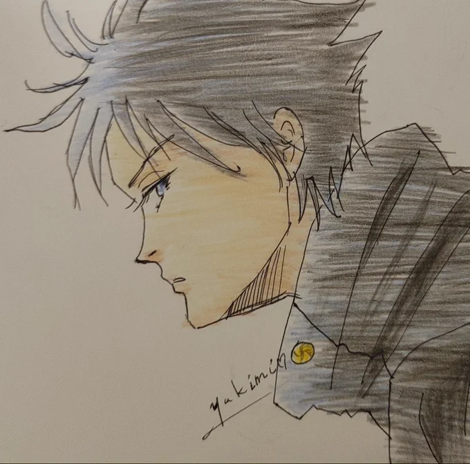 ちょっと面白いので、1年前の絵を引っ張りだしてみたいやぁ、お恥ずかしい(/// ^///) #呪術廻戦ファンアート   #BANANAFISHファンアート #色鉛筆イラスト 