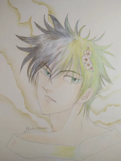 ちょっと面白いので、1年前の絵を引っ張りだしてみたいやぁ、お恥ずかしい(/// ^///) #呪術廻戦ファンアート   #BANANAFISHファンアート #色鉛筆イラスト 