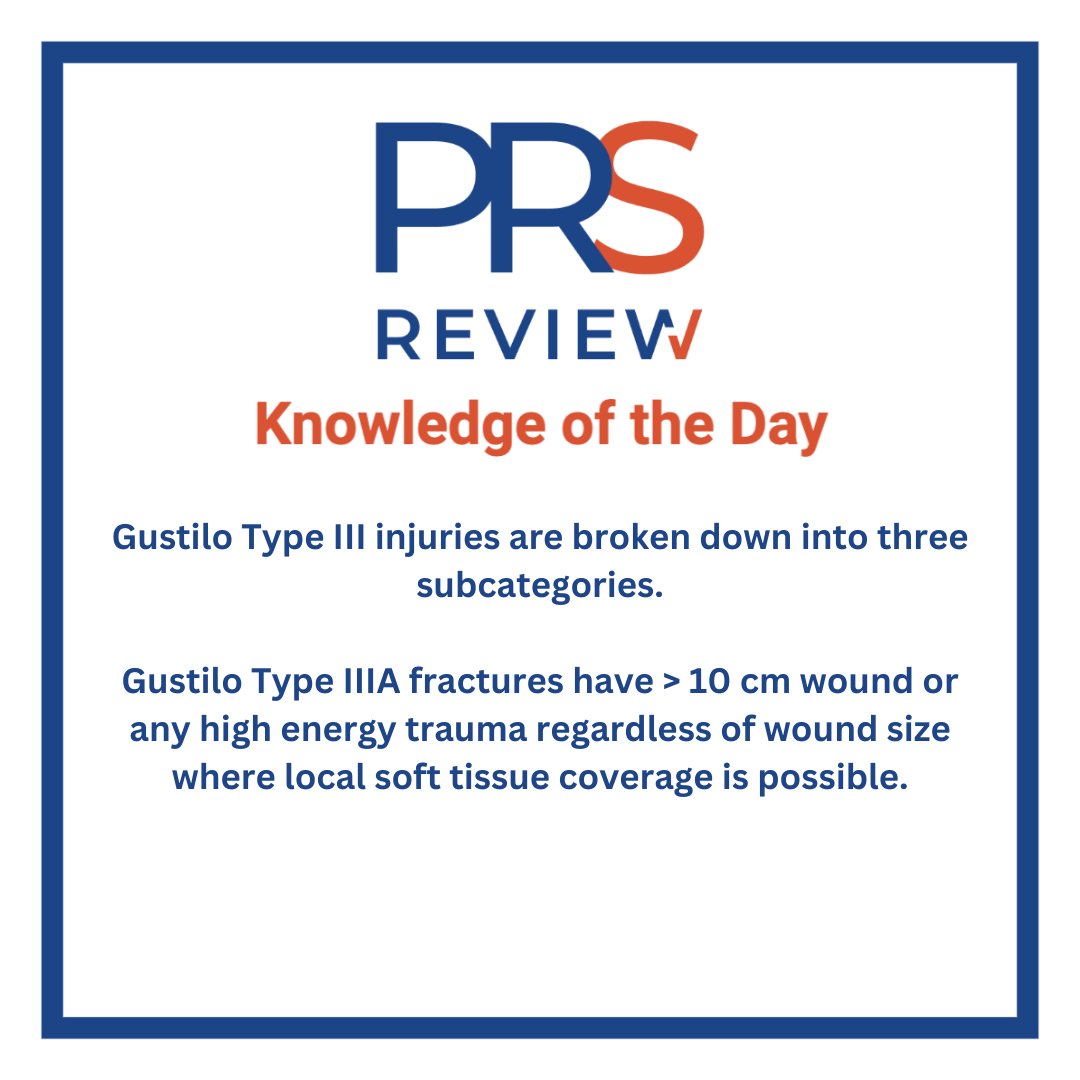 prsreview's tweet photo. Gustilo classification for open lower extremity fractures

#prsreview #fractures #lowerextremity #plasticsurgery #reconstructivesurgery #surgicaleducation #medicaleducation #meded #plasticsurgeryresidency #plasticsurgeryfellowship https://t.co/77yNxDvZ2U
