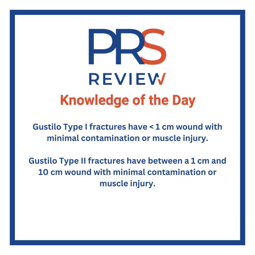 prsreview's tweet photo. Gustilo classification for open lower extremity fractures

#prsreview #fractures #lowerextremity #plasticsurgery #reconstructivesurgery #surgicaleducation #medicaleducation #meded #plasticsurgeryresidency #plasticsurgeryfellowship https://t.co/77yNxDvZ2U