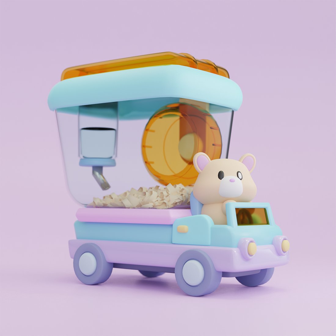 Hamster Car toy design made with #Blender3d 🐹