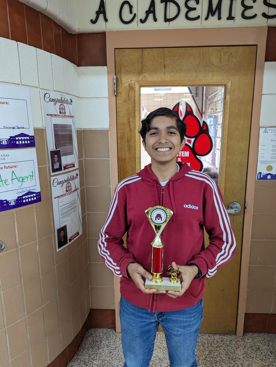 Congratulations to Enrique for placing 3rd in the 5A/6A Division in Current Issues and Events at the La Joya Pre District UIL Meet today! <a href="/McHiPride/">Dr. Albert Canales</a> <a href="/Mchi_Yearbook/">McHiYearbook&News</a>