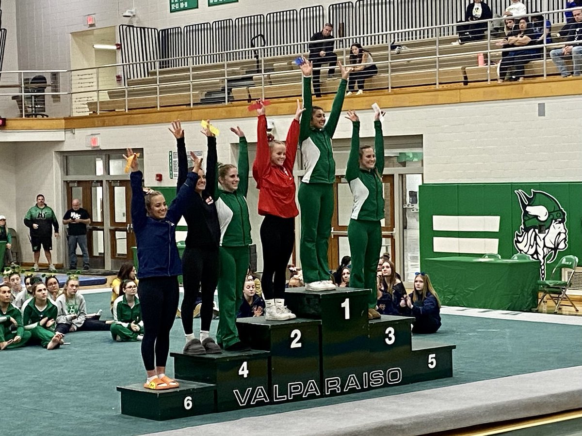 AthleticsValpo's tweet photo. Congratulations to our Gymnasts! Gabi Grisafi 1st, Molly Dreher 3rd and Chloe Ochman 4th place All-Around! AMAZING! ⁦@Valpo_Schools⁩ ⁦@ValpoHS411⁩ https://t.co/kccP8csLyL
