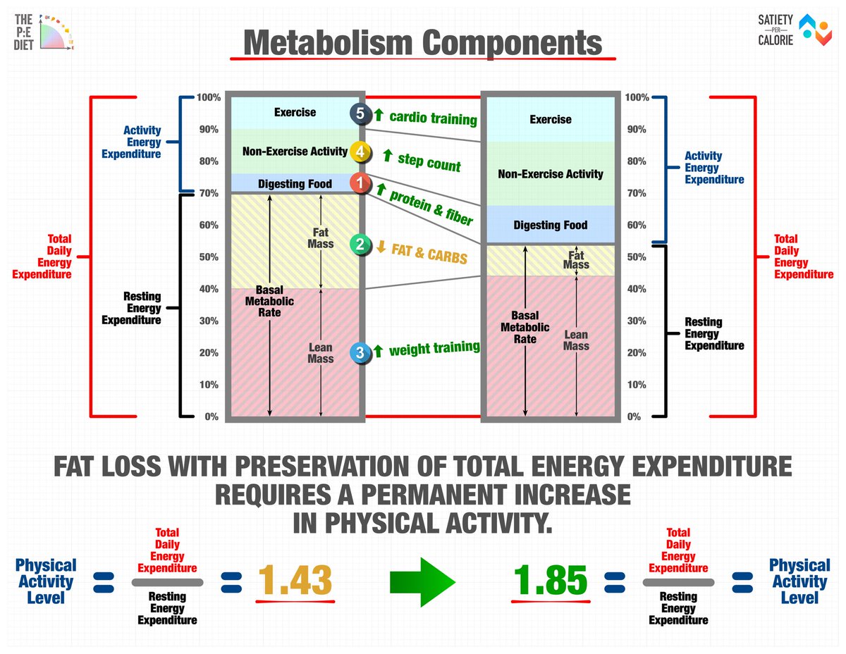 Five things that could make you leaner, even at the same caloric intake:

1.  Increased protein and fiber %.

2.  Decreased fat and carbohydrate % [lose the refined/acellular ones].

3.  Resistance training.

4.  Increased general movement [step count etc.].

5.  More cardio.

➘