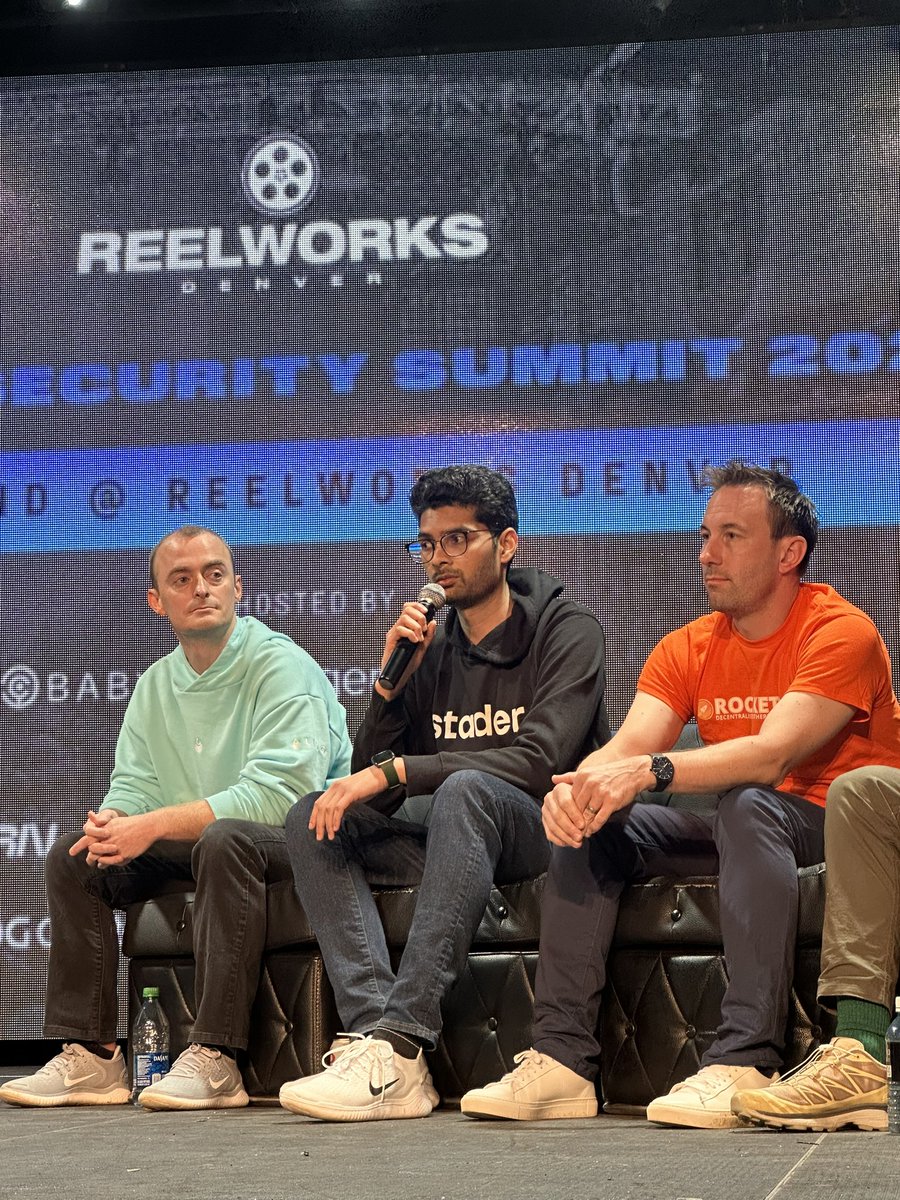 staderlabs_eth's tweet photo. Recently, we had the honor of being a part of the Liquid Staking panel at the #SharedSecuritySummit, a side event at @EthereumDenver.
We spoke alongside some amazing protocols:
@LidoFinance, @Rocket_Pool, @stride_zone, @ObolNetwork, @ankrstaking and @stakewise_io. https://t.co/8gUZbgRakH