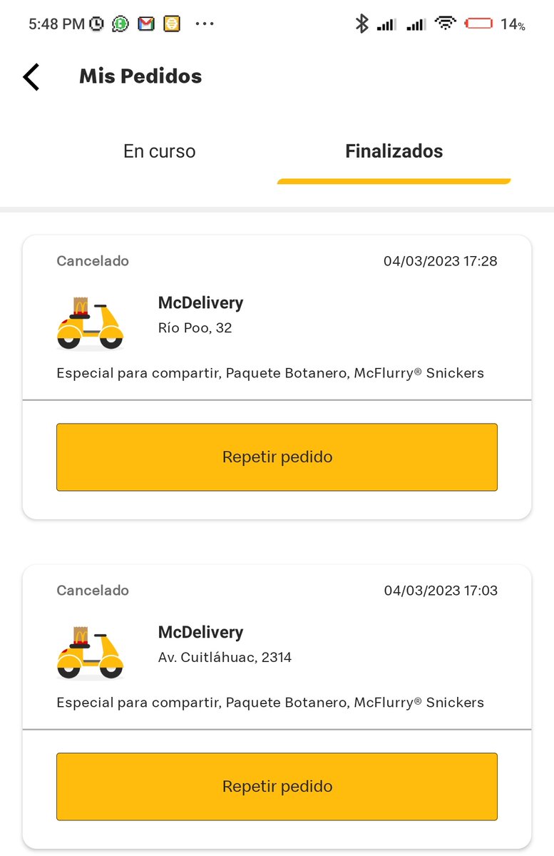 Geno84_16's tweet photo. 2 pedidos cancelados?? Que pasa @McDonaldsMexico https://t.co/iij0XOOLet