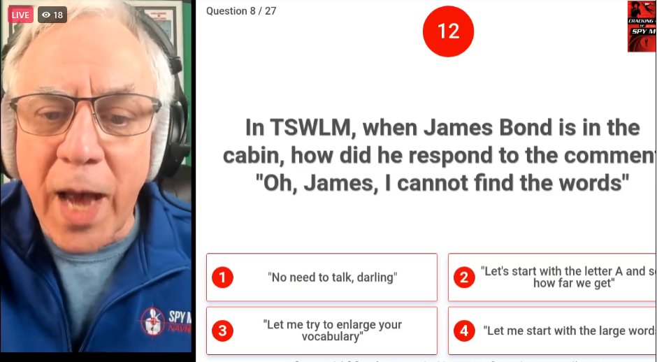 SpyNavigator's tweet photo. A BIG thank you for all who played the James Bond Movie Trivia game today! 

Congrats to Graham Thubron &amp; John Moss who tied at 21 correct of 27! 
Next April 1st 2023!
 #JamesBondMovies #JamesBondTrivia  #movietrivia  #JamesBond #JamesBondTriviaGames  #BondTrivia #jamesbond007 https://t.co/OtFCEnXUNx