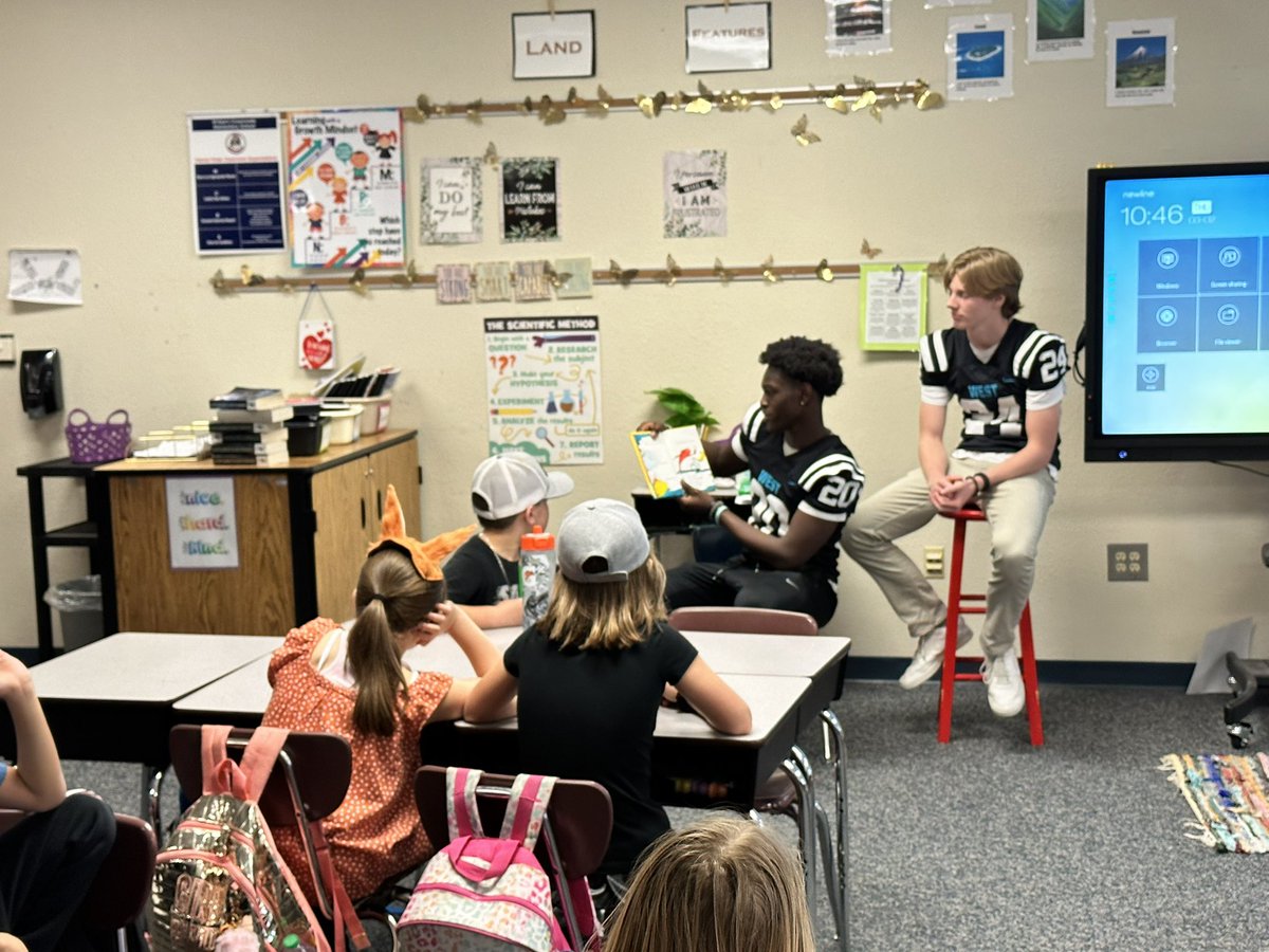 West Football leaders during national reading day. Thank you the faculty and staff at McGee’s Crossroads Elementary