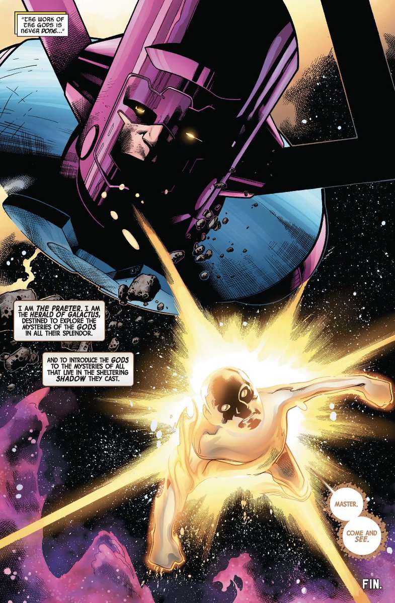 chelsdaniel280's tweet photo. Silver Surfer gives away his job as Herald of Galactus to a brave pastor named Mike. 😄 Unexpected. 
(The Mighty Thor #6 - Matt Fraction, Olivier Coipel, Mark Morales, Dexter Vines, Cam Smith, Laura Martin, and Joe Sabino) 
#SilverSurfer #Praeter #Galactus
#Marvel #MarvelComics https://t.co/GQputvlzf6