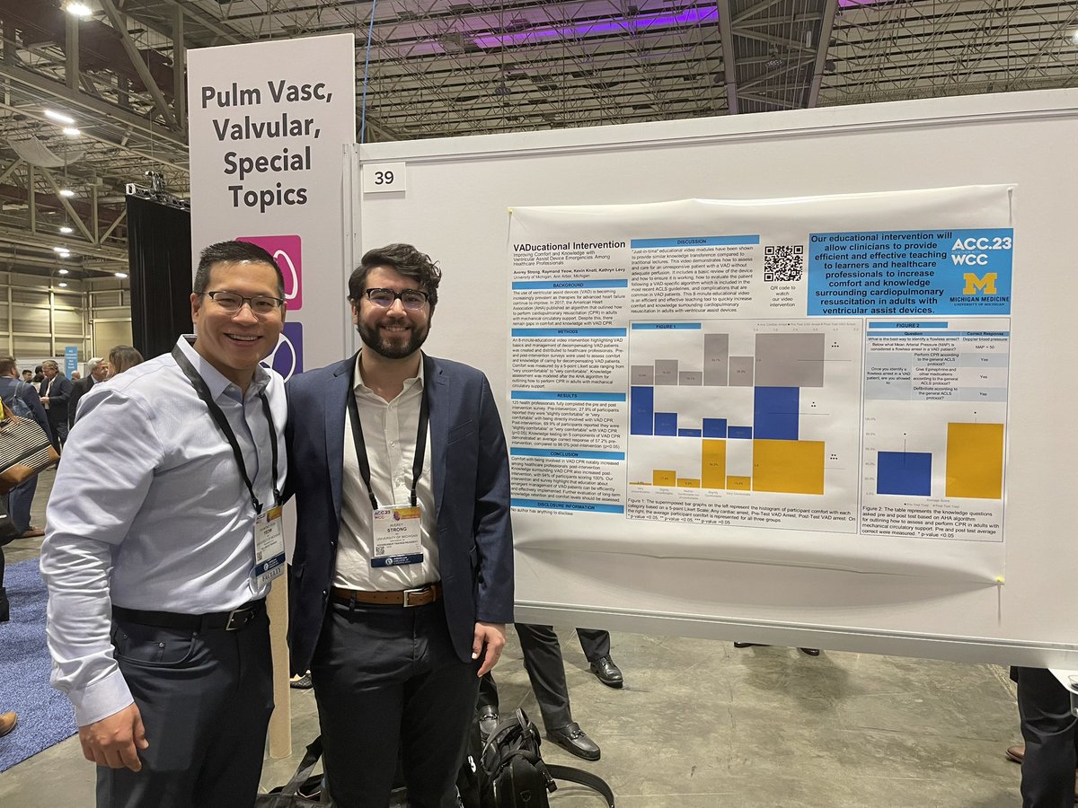 Michigan Cardiology (@umichcardiology) on Twitter photo Chief fellow <a href="/RaymondYYeow/">Raymond Y. Yeow</a> and @UMichIMRes , Averey Strong present their poster on the educational benefit of an 8 min VAD 🎥 amongst inpatient clinicians. Great stuff! Proud of these guys!! Chief fellow <a href="/RaymondYYeow/">Raymond Y. Yeow</a> and @UMichIMRes , Averey Strong present their poster on the educational benefit of an 8 min VAD 🎥 amongst inpatient clinicians. Great stuff! Proud of these guys!!