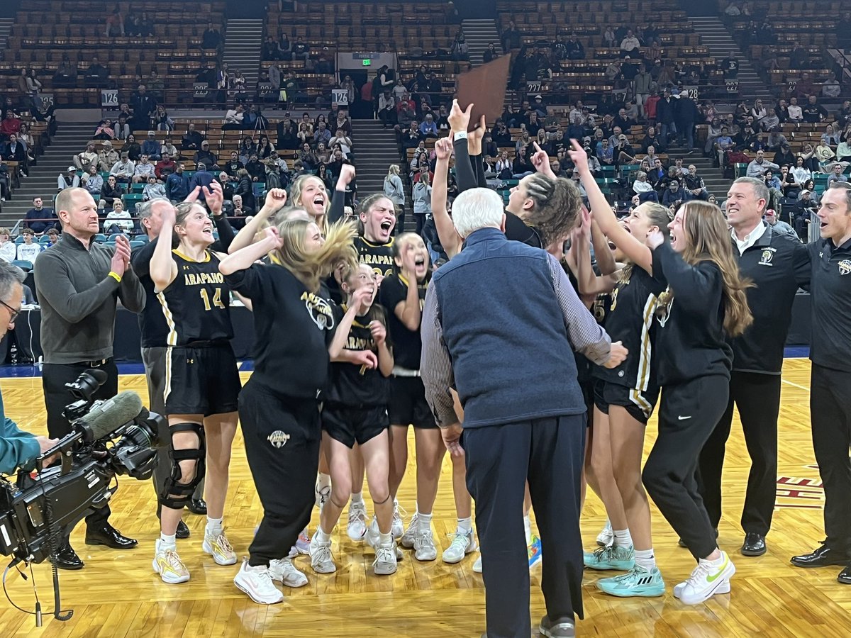Congratulations to the Arapahoe Warriors Girls Basketball team for their 62-54 victory over Valor Christian.  The girls will play in the 5A final four against Monarch next Friday.