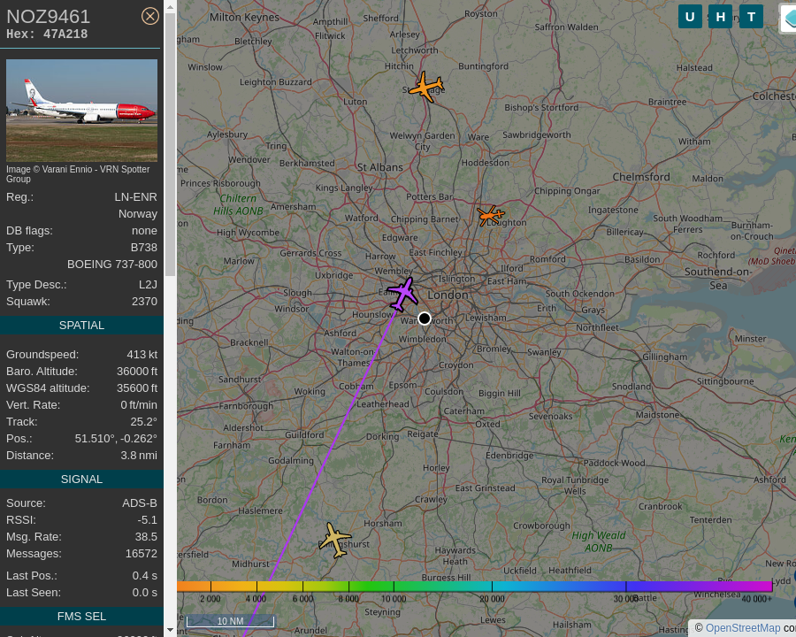 #NOZ9461 LN-ENR 737NG 800/W Norwegian LPA-TRD Gran Canaria Airport to Trondheim Airport: 3.7 mi away @ 36000 ft and 61.3° frm hrzn, heading NE @ 598.5mi/h 00:28:28. #AfterHours #WayTheHeckUpThere #FlyingFast #Putney #SW15 #ADSB