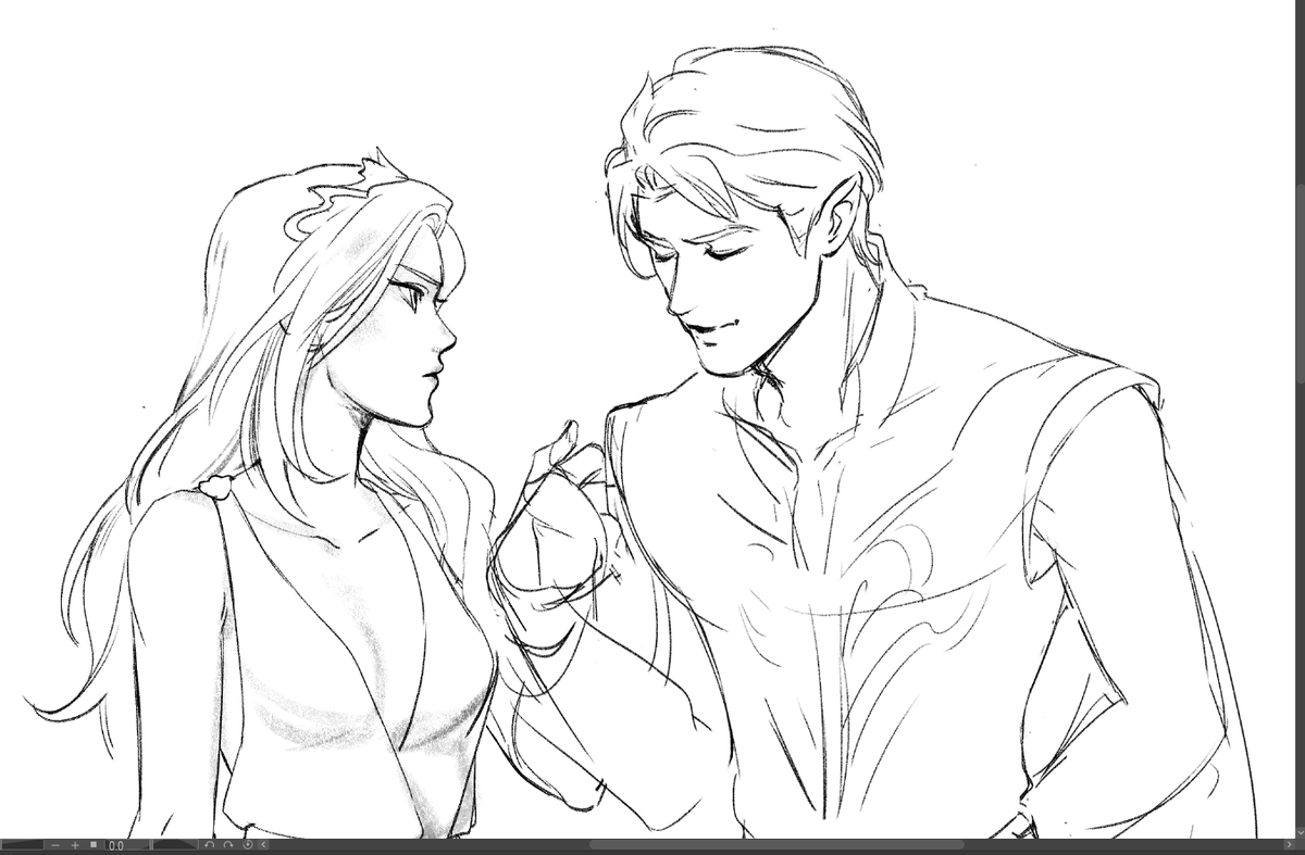 feyre &amp; rhysand wip. debating if I should color this hmm 