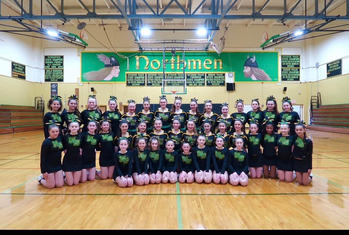 NSGreenGold's tweet photo. The Northmen Competitive Cheerleading squads continues to roll along by capturing 2nd place for the MS Division and the HS 1st place for Division IV and 4th place overall in the state at the RICCA Cheerleading Competition. #cantstopwontstop #chasingthatring #keepgrinding https://t.co/6L7LfqiLoB