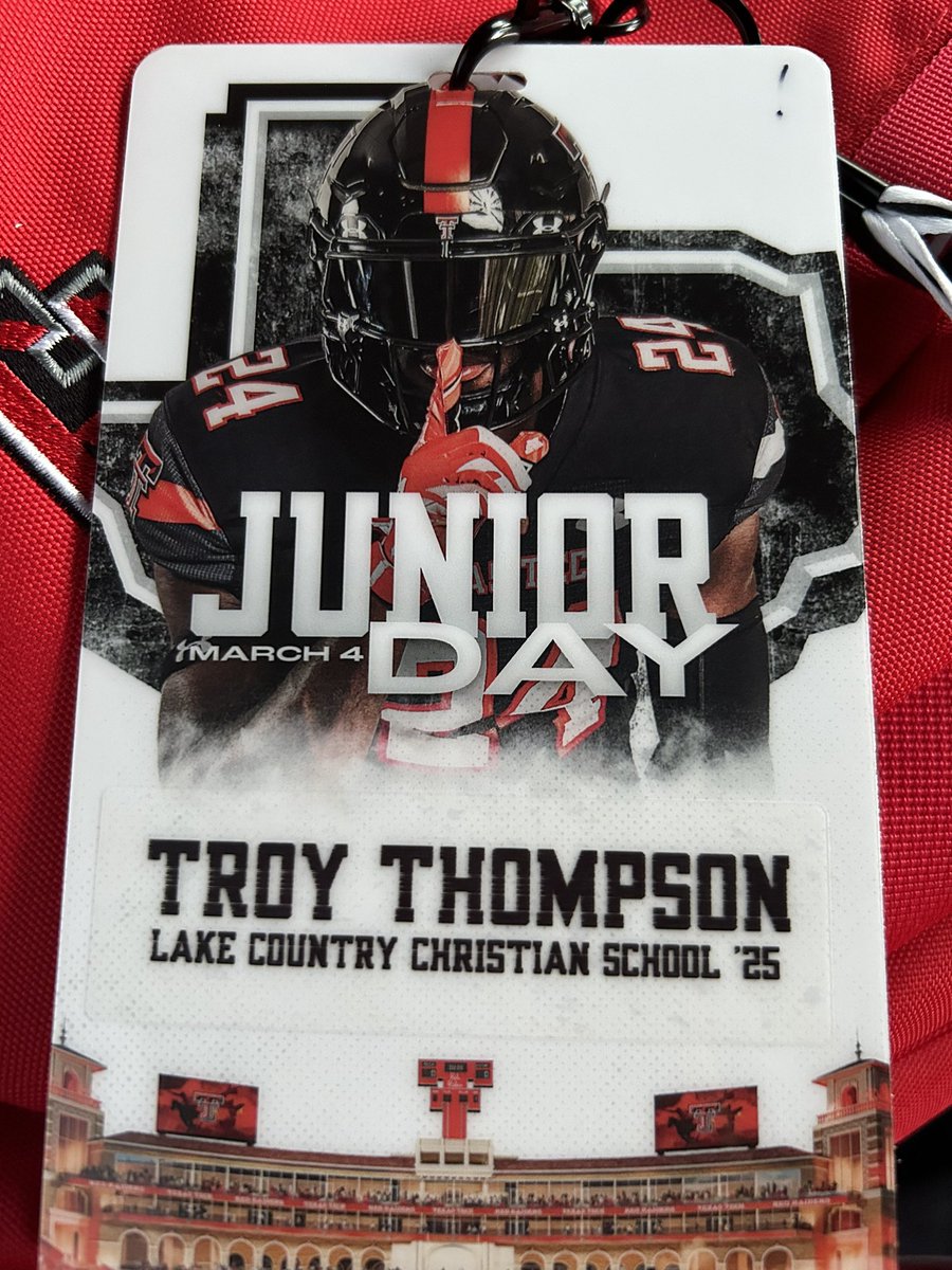 TroyThompson30's tweet photo. Had a great visit @TexasTechFB Thank you for the invite @JoeyMcGuireTTU @jkbtjc_53 @DontonioKeshon @940Elite @BenjaminGolan @LCCSathletics @wade_whites @CoachKennyPerry https://t.co/Rn0KQnWCED