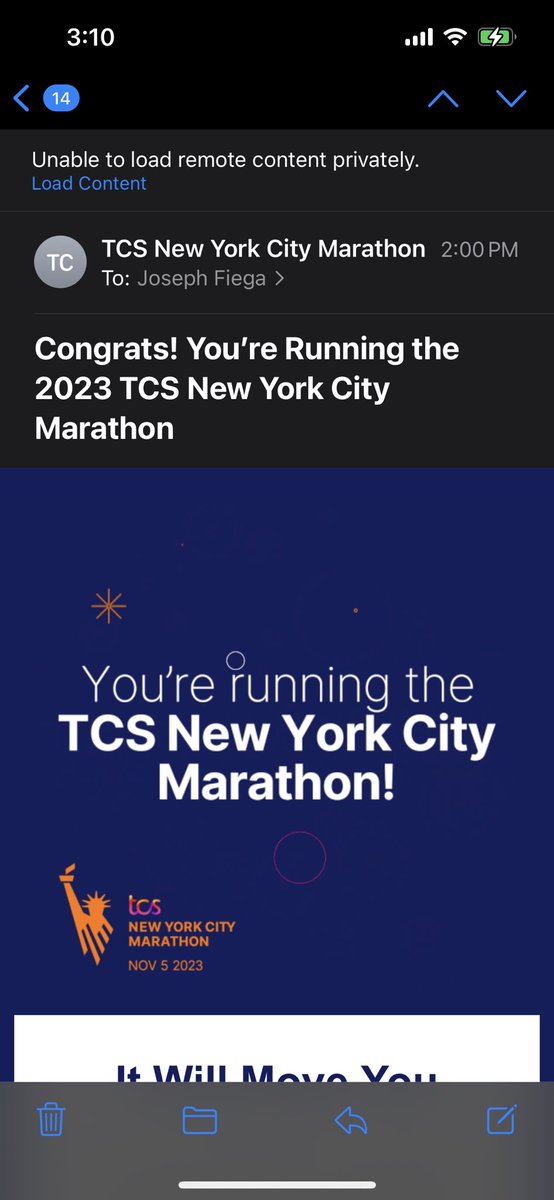 joefiega's tweet photo. After 8 years of trying to get in, I finally landed a lottery spot!  Will be my 2nd of the 6 major marathons… https://t.co/wY7FmR7fON