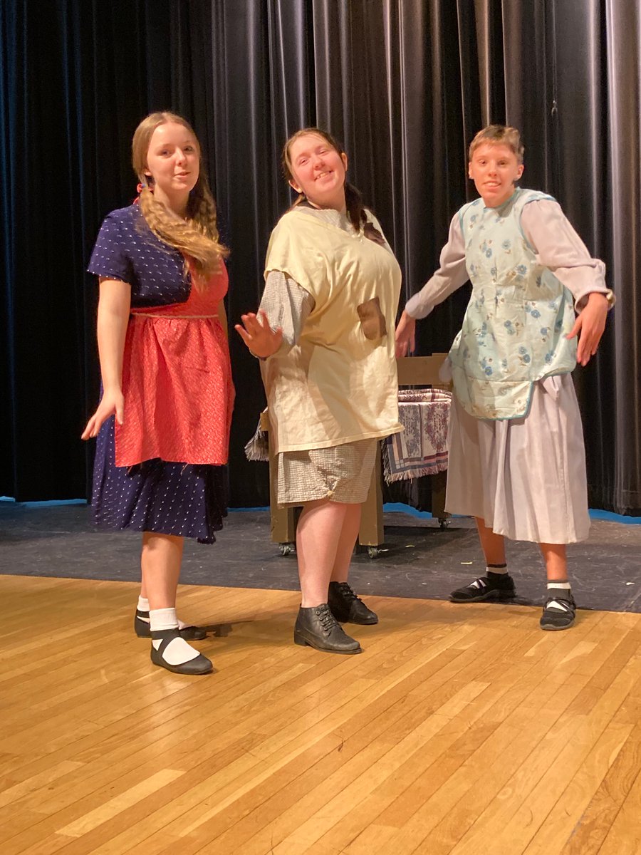 Orphans Kate (Chloe Dodge), Tessie (Cam Dungan), and Duffy (Kiley O’Connell) perform their imitation of the Boylan Sisters in the GHS production of “Annie” March 10, 11, 12.