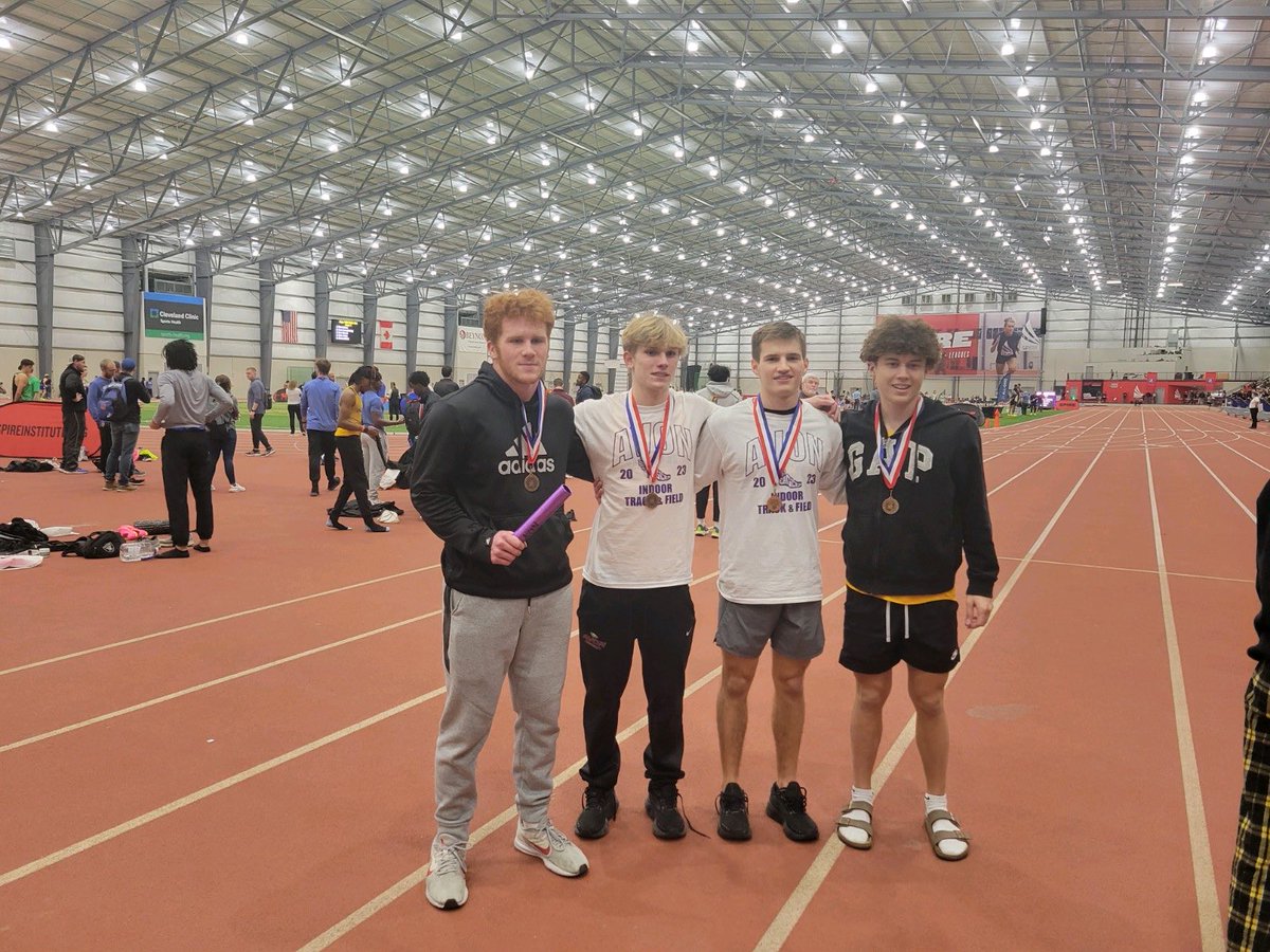 Congratulations to Drew, Cole, Ethan and Tommy on finishing 6th at the OATCCC indoor state championship in the 4x200 relay.  #allohio