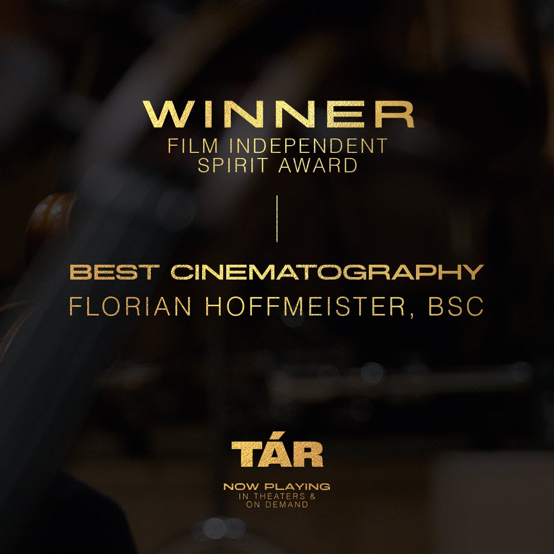 Florian Hoffmeister is a #SpiritAwards WINNER for Best Cinematography, TÁR.