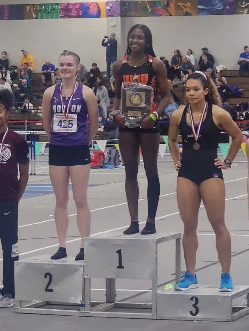 New England Track Championship:

Ali Murphy finished 2nd place and broke the school record again in the 300, way to go Ali!!