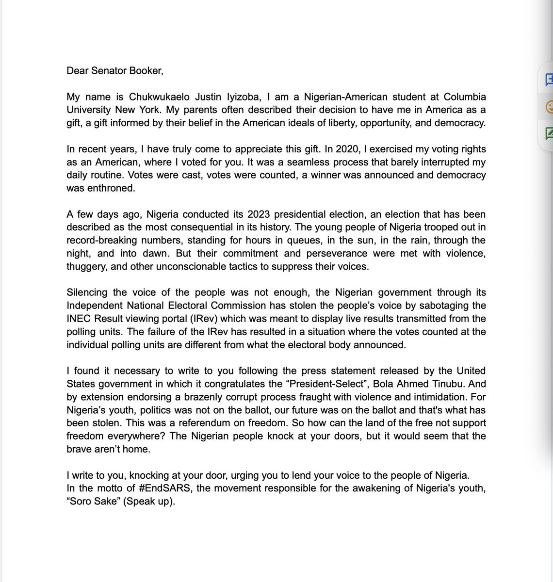 IJKaelo's tweet photo. Nigerians in America, please write to your senators and representatives. Let’s turn up the pressure https://t.co/XPLt9YSGPe