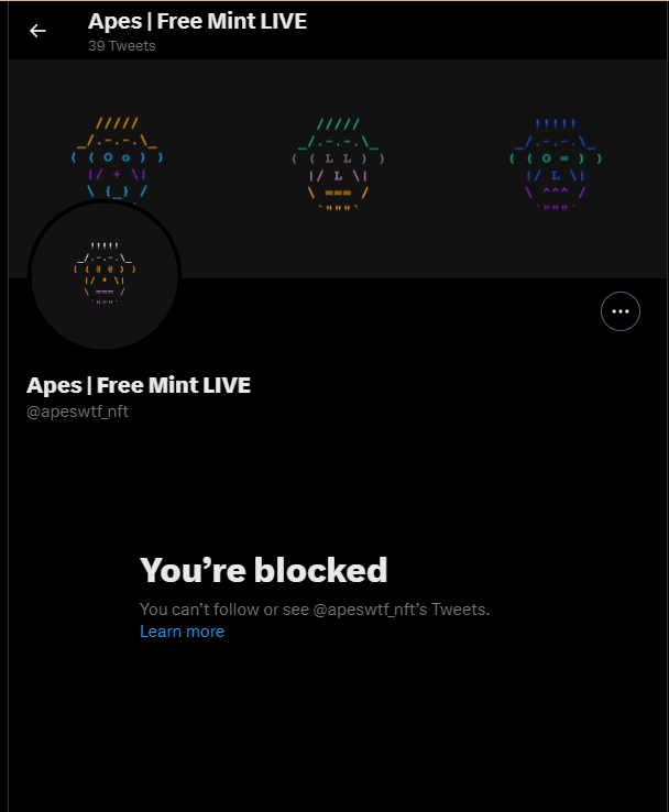 Apes_WTF's tweet photo. @0xdegendary @apeswtf_nft lol cringe https://t.co/VYkV4qcQyl