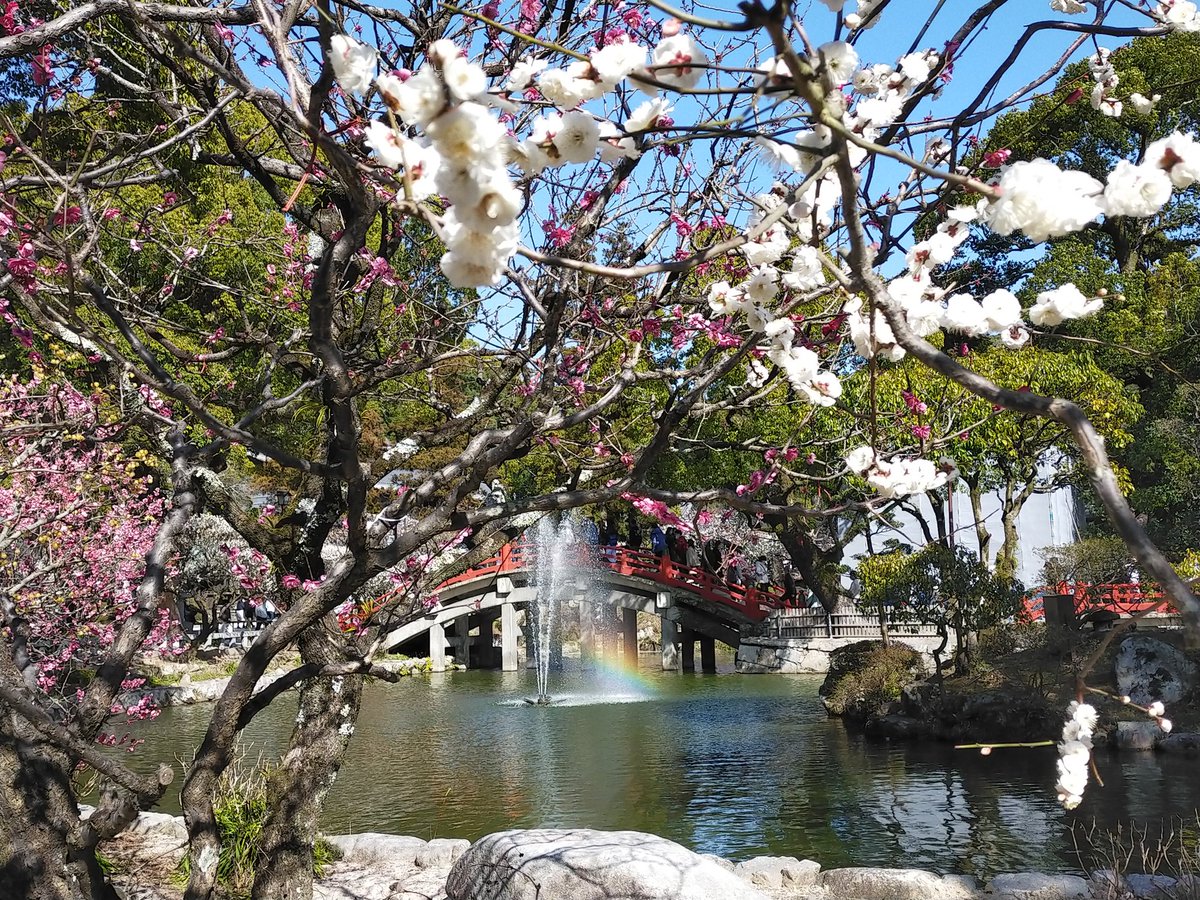 「これはタイミング良く噴水に虹がかかってた橋と、角度のせいで何か只者じゃない感じに」|マユムのイラスト