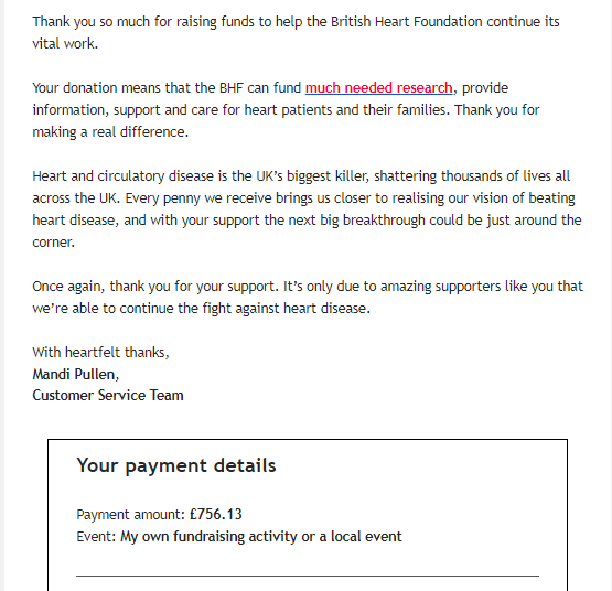 THE DONATION HAS FINALLY BEEN MADE OF $910!! Woohoo🎉 I've covered and not shown some more sensitive information but if you missed it, the donation was sent to <a href="/TheBHF/">British Heart Foundation</a> for our 24 hour live stream on AQW which took place!

Thank you all once again for supporting me and the BHF!❤️