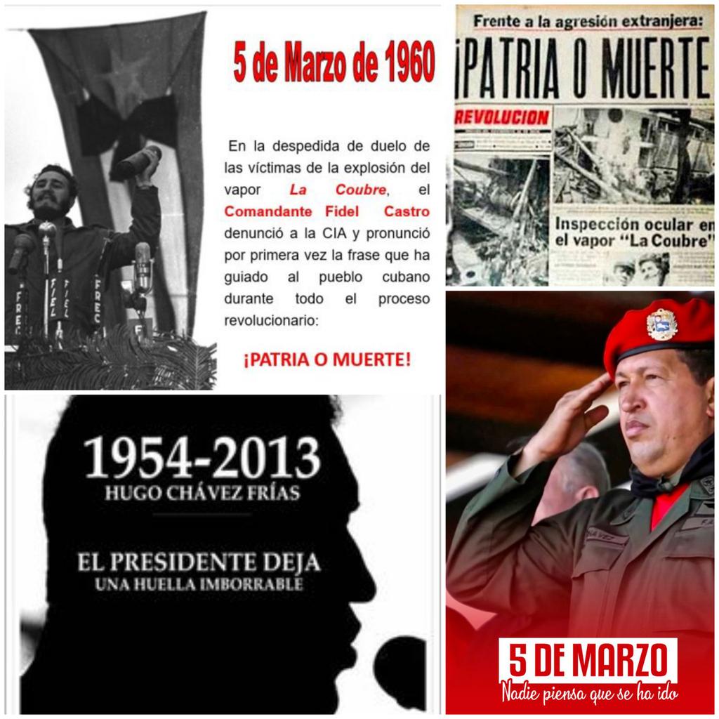 LogVanguardia's tweet photo. #Fidel "Nos cabe el honor de haber compartido con el líder bolivariano los mismos ideales de justicia social y de apoyo a los explotados." ¡Hasta la victoria siempre, inolvidable amigo! Justo un 5 de marzo en la historia de #Cuba para despedir y recordar ¡PATRIA O MUERTE! https://t.co/nfSlLD3127