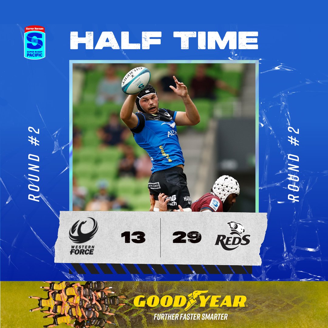 westernforce's tweet photo. Half-Time Score: 13 - 29

#FORvsRED https://t.co/7ZK2L5PeEQ