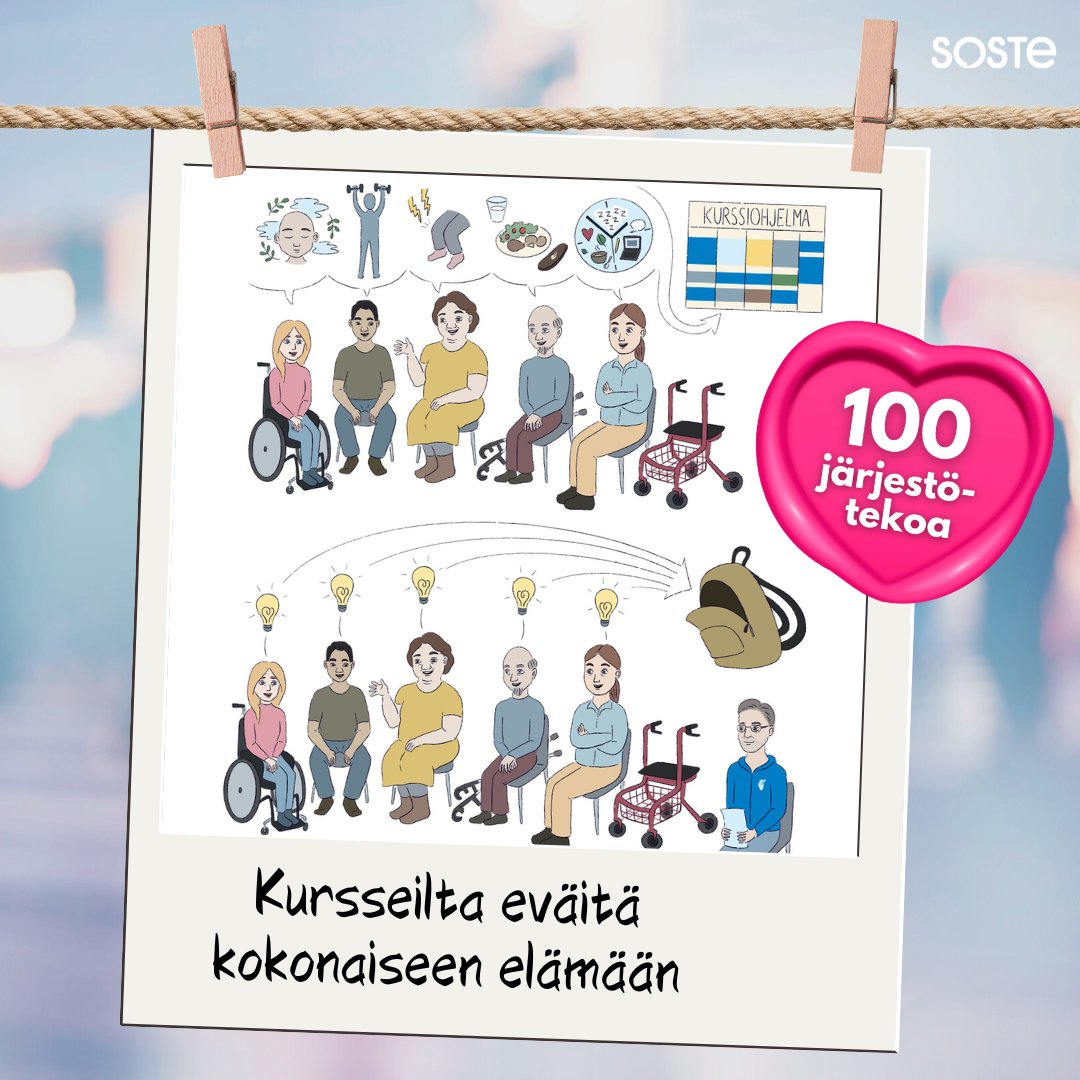 SOSTE10's tweet photo. "Äärettömän tärkeää sopeutumisen ja mielenterveyden kannalta." @Invalidiliitto sopeutumista tukevilla kursseilla kohti kokonaista elämää! Mukana #vertaistuki, ohjatut keskustelut, psykososiaalinen tuki ja soveltava liikunta. Rinnalla osaavat ammattilaiset. #100järjestötekoa https://t.co/n7mLMlc3tw