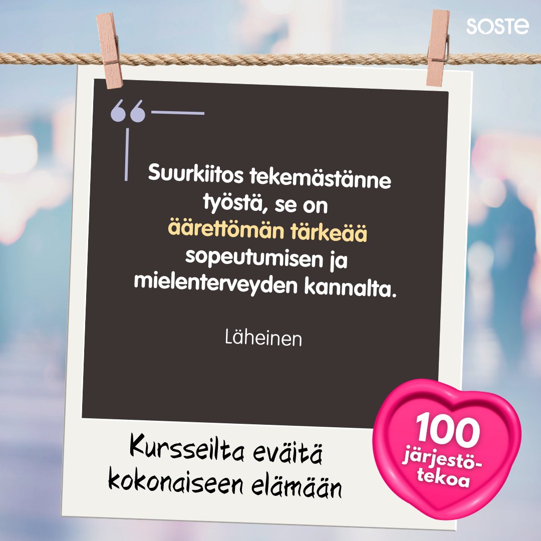 SOSTE10's tweet photo. "Äärettömän tärkeää sopeutumisen ja mielenterveyden kannalta." @Invalidiliitto sopeutumista tukevilla kursseilla kohti kokonaista elämää! Mukana #vertaistuki, ohjatut keskustelut, psykososiaalinen tuki ja soveltava liikunta. Rinnalla osaavat ammattilaiset. #100järjestötekoa https://t.co/n7mLMlc3tw