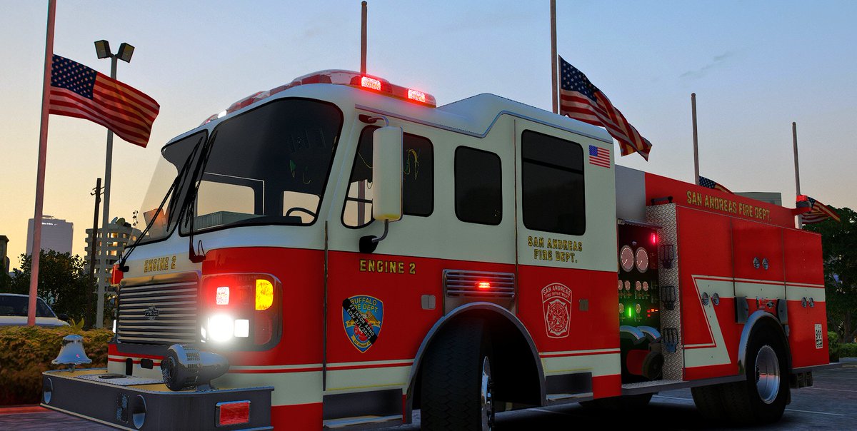 medic4523's tweet photo. For the remainder of March, SAFD Engine 2 will sport a special livery honoring Buffalo (NY) FD FF Jason Arno, LODD EOW 3/1/2023. 5-5-5 #herodown #firefighterdown #flashpointroleplay #mbm4523 #GTAV #FiveM #goinghome https://t.co/VkQD2GWPmg