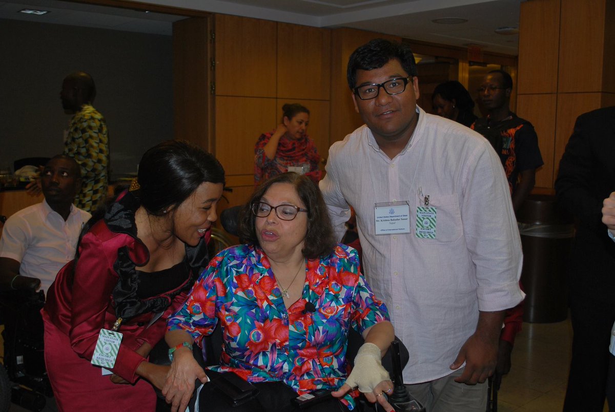 KrishnaGahatraj's tweet photo. So shocked hearing the loss of Judith Heumann today. I had a great moment meeting her in-person on July 14th, 2015 in USA State Department Program as part of my #IVLP2015 ... Listening to her - always used to give so much of inspiration to fight https://t.co/Ri2Wprl9kD