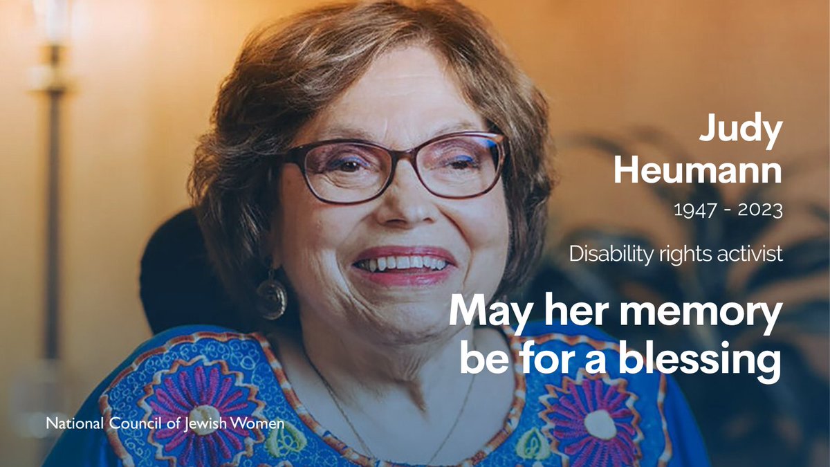 We are devastated to hear Judith Heumann has passed. She was known to many as the mother of the disability rights movement, and a proud NCJW advocate. May Judy’s memory forever be for a blessing. ❤️

Learn more about Judy from our partners, <a href="/AAPD/">AAPD</a>: bit.ly/3yddeQs
