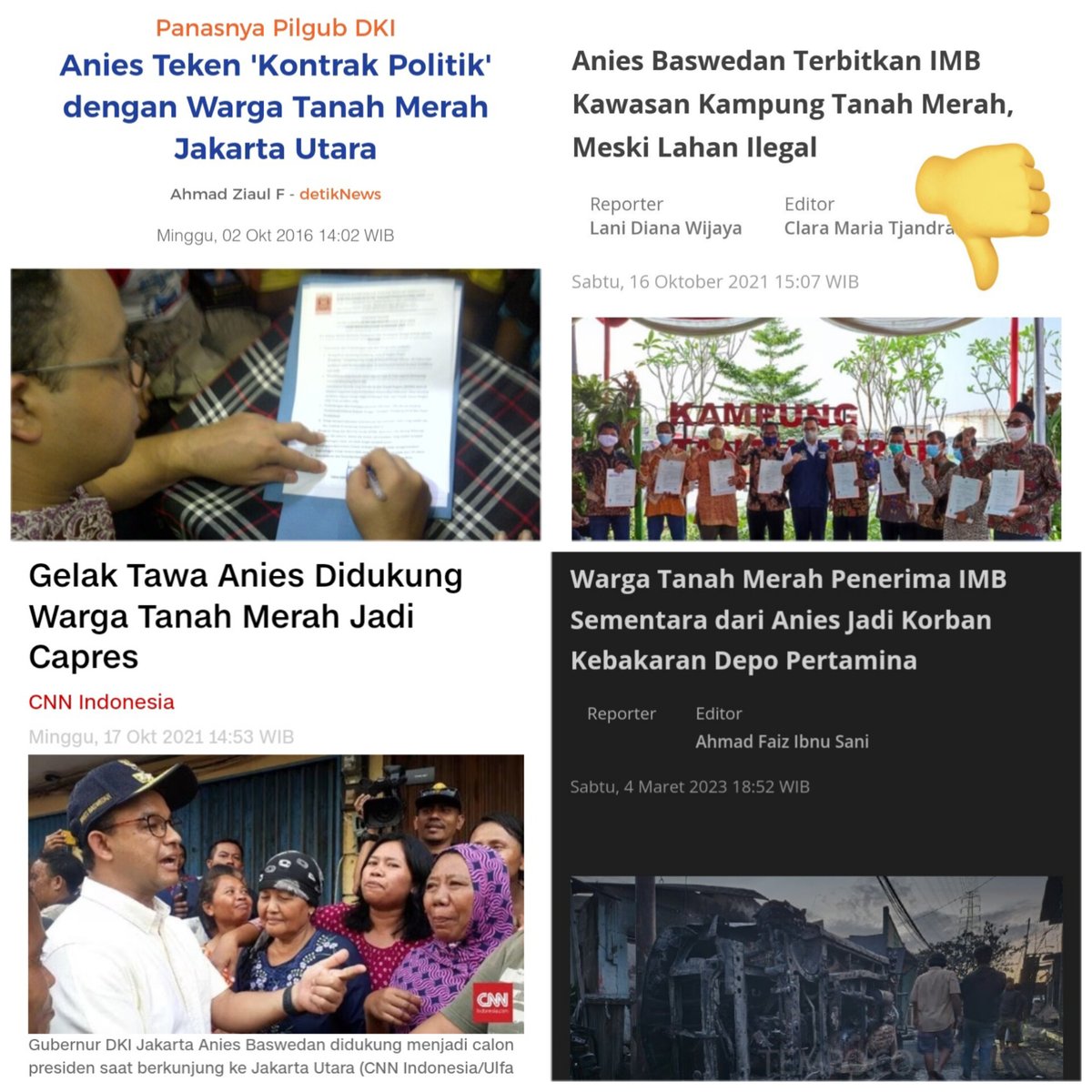 Rekam jejak <a href="/aniesbaswedan/">Anies Rasyid Baswedan</a> di Kebakaran Depo Pertamina Plumpang Jakarta Utara, yang menewaskan 17 orang termasuk anak-anak.

Tegakkan hukum kpd mereka yg melegalisir pencurian tanah milik Pertamina.
Utamakan keselamatan rakyat, manusiakan dgn memberi tempat yg aman.
<a href="/erickthohir/">Erick Thohir</a>