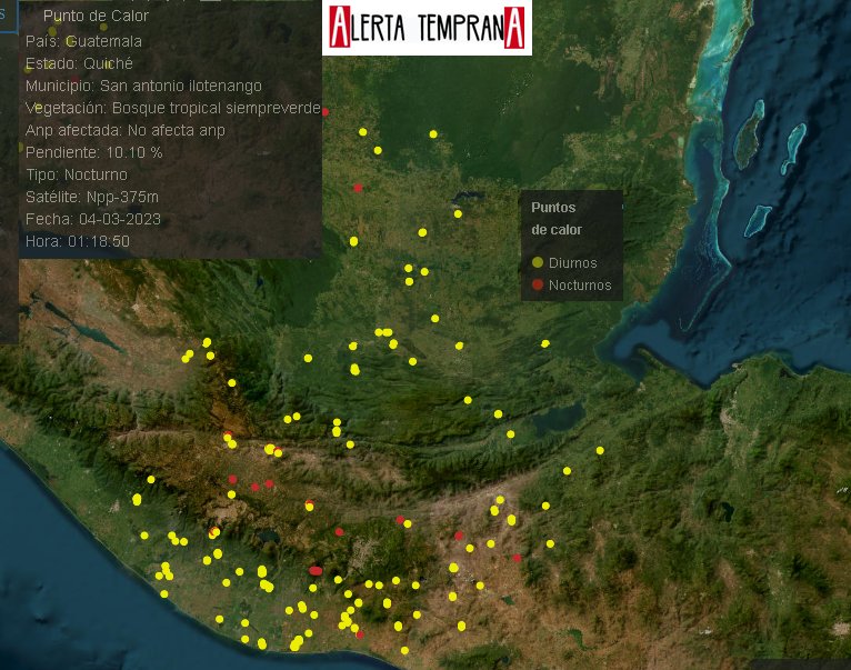 AlertaGt502's tweet photo. Cobertura Especial #FF37
Sábado 04/03/23 8pm

Condiciones del tiempo en  Cobán y Alta Verapaz 🇬🇹
Temperatura🥵 21°C
Sensación Térmica 20°C
Viento ENE 🌬️ 7km/h
Ráfagas 🌬️18km/h
Mayormente nublado

Adjunto Mapa de Puntos de Calor en el país 🔥🥵🔥

#ClimaGt #TraficoGt #transitoGt https://t.co/djlfm3UgYx