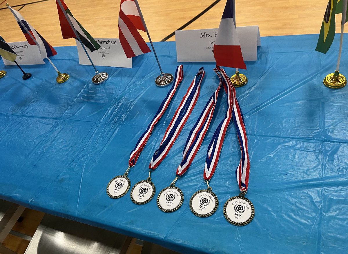 NTHC_MUN's tweet photo. Congratulations to New Tech MUN delegates that won @ MUN Awards, Sarvin Narang (Best Delegate, Switzerland, Security council) 
Anisha Satish (Best Delegate, Russia, SPECPOL) 
Ananya Pilla (Honorable Delegate China SPECPOL) Paul Cox (Honorable Delegate, United Kingdom, HRC). https://t.co/LKI8QW3Zun
