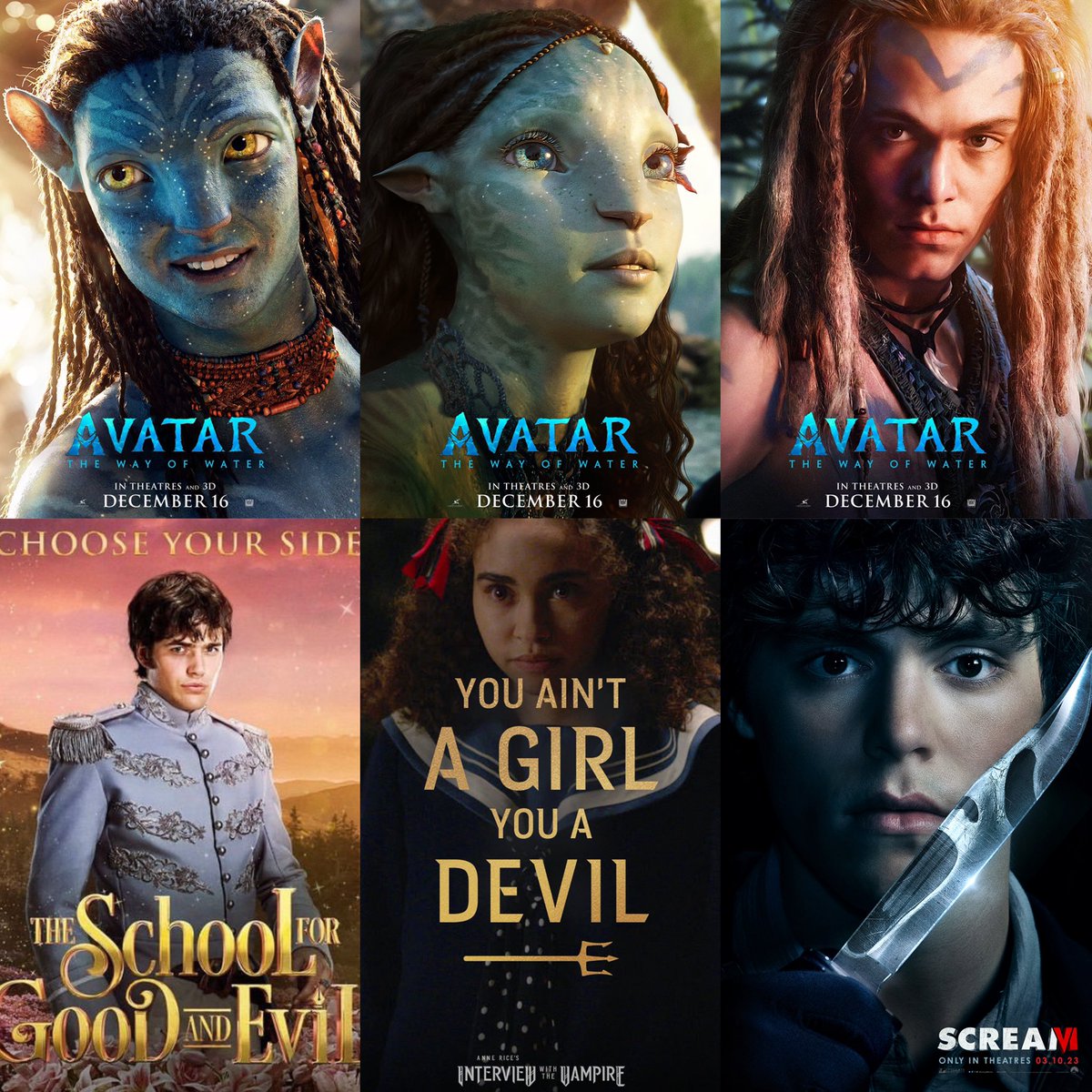 bailey bass playing claudia/tsireya, jamie flatters playing prince tedros/neteyam, and jack champion playing spider/ethan back to back in such big projects is a huge flex ! #AvatarTheWayOfWater #InterviewWithTheVampire #TheSchoolForGoodAndEvil #Scream6